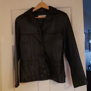 Jones New York Black leather coat, size small
